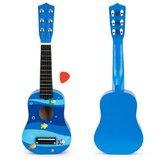 Gitara dla dzieci drewniana metalowe struny kostka- niebieska