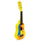 Gitara dla dzieci drewniana metalowe struny kostka- żółta