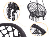 Huśtawka fotel bocianie gniazdo czarna z poduszką szarą XL