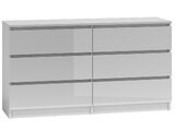 Komoda "ROMA" 6 szuflad 138cm - biały połysk