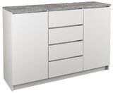 Komoda "Roma II" 4 szuflady + 2 szafki - biały/beton