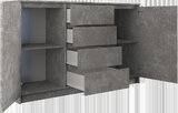 Komoda "Roma" 4 szuflady + 2 szafki 140 cm - beton