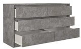 Komoda "Kabo" 6 szuflad 140 cm - beton