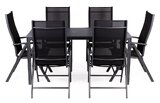 Komplet mebli stół + 6 krzeseł regulowanych - czarny