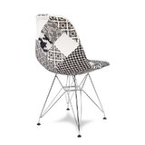 Krzesło na metalowych nogach patchwork "Lati" - czarno białe