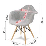 Krzesło "Orio" patchwork z bukowymi nogami - jasny szary
