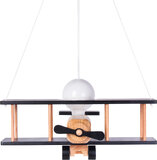 Lampa samolot duży - czarno/ drewniany