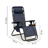 Leżak fotel ogrodowy plażowy składany zero gravity - niebieski