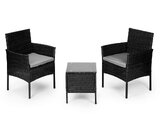 Meble ogrodowe zestaw kawowy stół krzesła 2x fotel BLACK