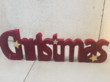 Napis "Christmas" welurowy - burgundowy