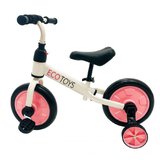 Rower rowerek biegowy z pedałami 3w1 kółka boczne różowy