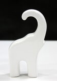 Słoń ceramiczny płaski biały mały - 7,5x2,5x13 cm