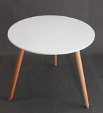 Stół okrągły "Fiord" 80 cm - biały z bukowymi nogami