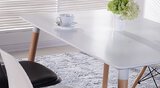 Stół prostokątny "Fiord" - biały z bukowymi nogami