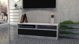 Szafka RTV "Kabo" - beton/ czarny połysk