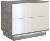 Szafka nocna "Sel" 2x szuflada + LED - beton/biały połysk
