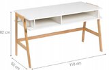 Toaletka kosmetyczna / biurko "Drewmix" - biała z drewnianymi nogami