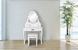 Toaletka kosmetyczna z lustrem + taboret 3 szuflady Goodhome