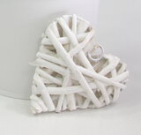 Wiklinowe serce dekoracyjne białe DM02E 10 cm
