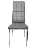 Zestaw czterech krzeseł tapicerowanych szare - srebrne nogi