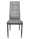 Zestaw czterech krzeseł tapicerowanych szare - czarne nogi