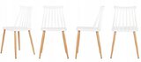 Zestaw krzeseł "Fiord" 4 szt. - białe z drewnianymi nogami