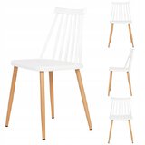 Zestaw krzeseł "Fiord" 4 szt. - białe z drewnianymi nogami