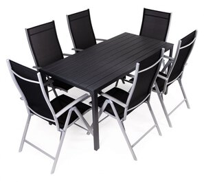 Komplet mebli stół + 6 krzeseł regulowanych - szary